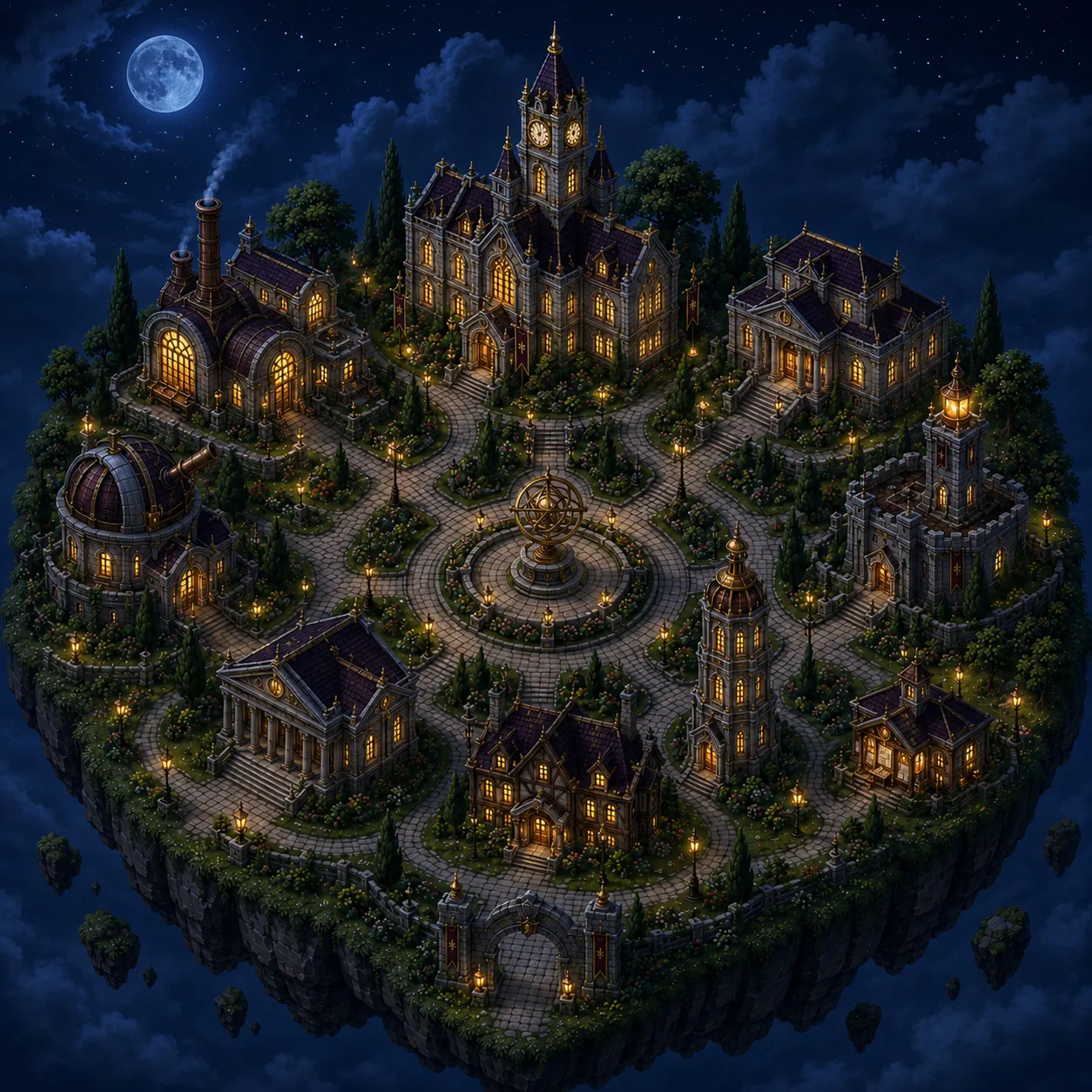 The Agent Smith Academy — a floating-island campus you can explore.